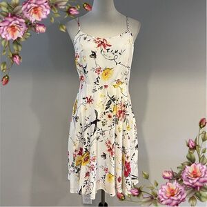 Old‎ Navy floral and bird print mini dress with straps size Medium